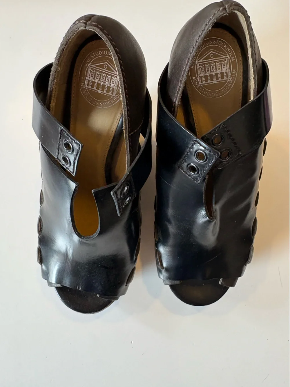 Acne Studios || Halo Wedges‎ Cork Heel Lace Up Black 39
